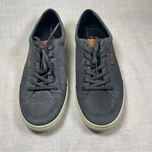 Ecco Mens Soft 7  Titanium Gray Leather Casual Sneakers Comfort Shoes